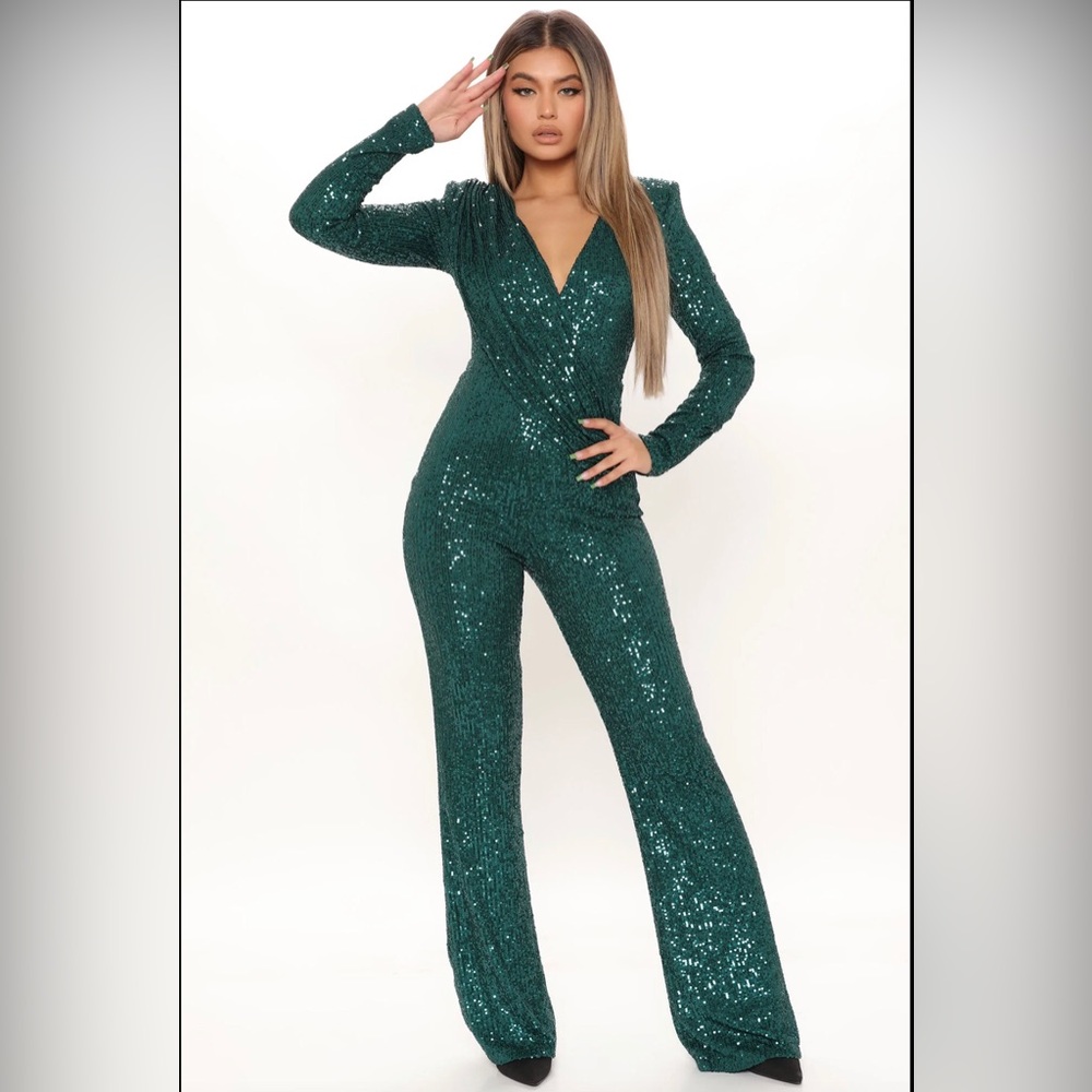 Samantha Green Sequin Jumpsuit